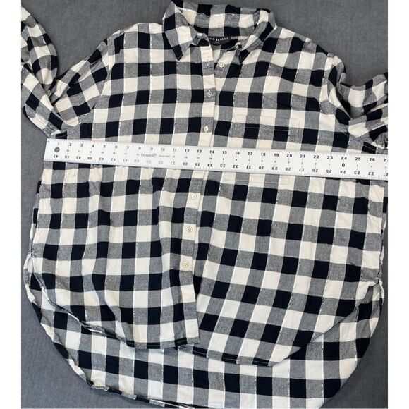 Oversized Buffalo Check Button Down Shirt Lane Bryant Women 18/20 Black White‎ - Picture 6 of 9
